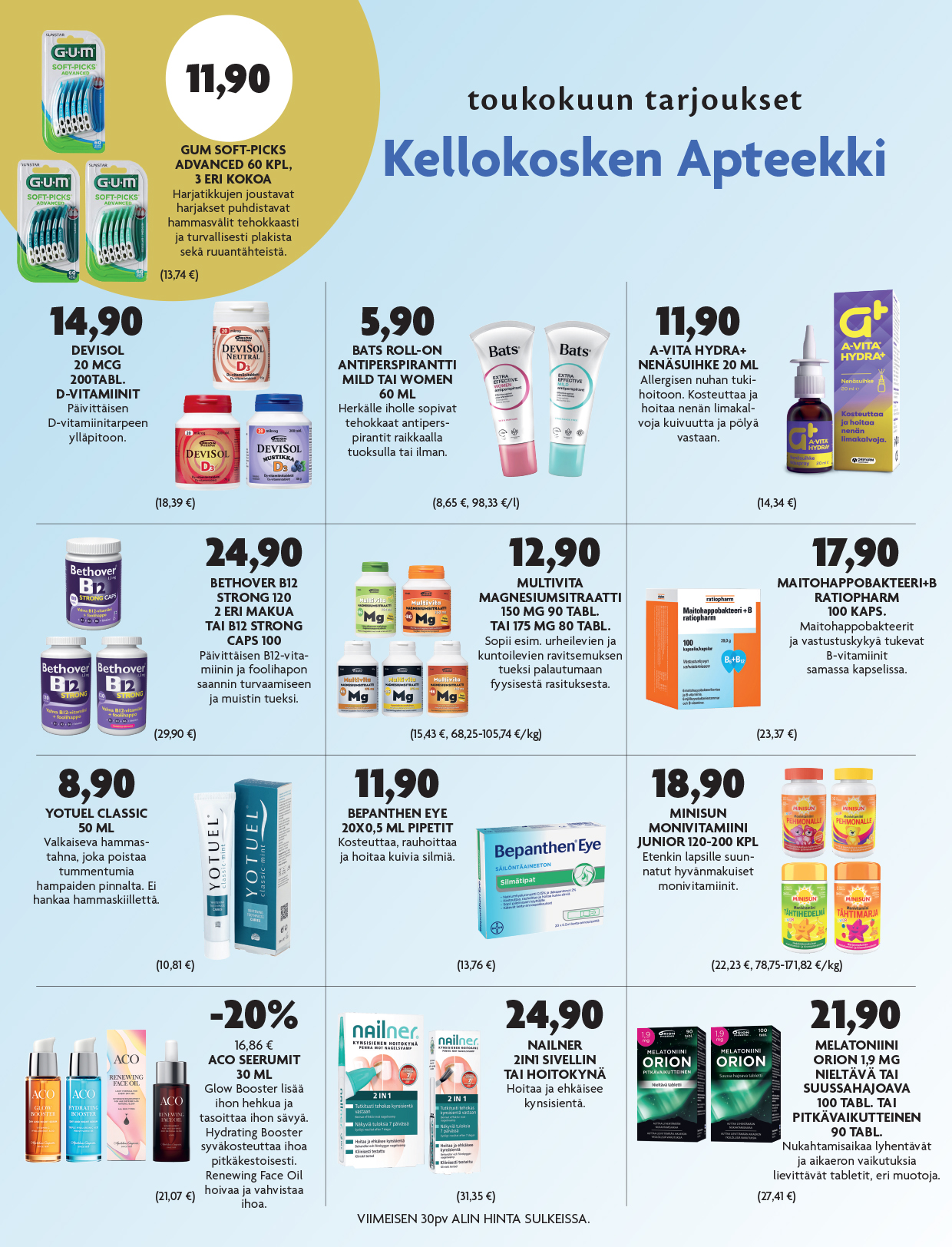 Kellokosken apteekki, Toukokuun tarjoukset